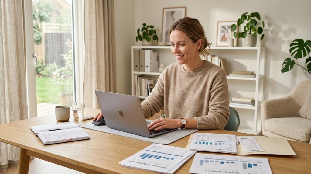 Professional fotorealistic image of self-employed person in