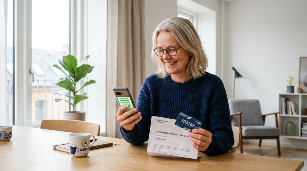 Professional stock photo, 16:9 ratio: Mature Danish woman at